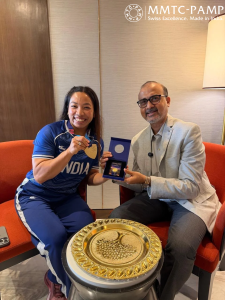 MMTC-PAMP_unveils_the_Limited_Edition_10gm_Virasat_Recycled_Gold_Coin_with_Gold_Medalist_Mirabai_Chanu_